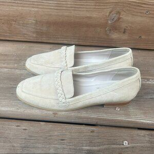 Joie Suede Loafers Braided Detail Slip On Flats Beige Women Size 7.5